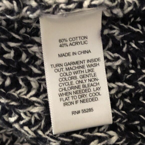 Express Shawl Collar Cardigan Sweater Mens Sz L Navy Marled Chunky Knit Grandpa - Picture 14 of 14